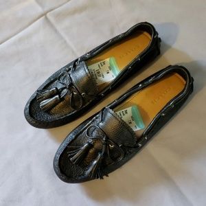 New coach black leather loafers
